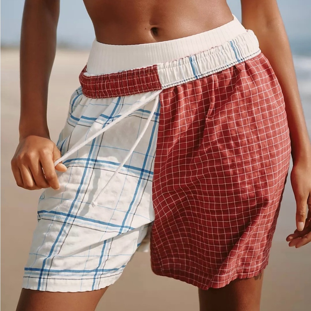 Anthropologie Celandine Patchwork Plaid Shorts Size Medium Knee Length Bermuda